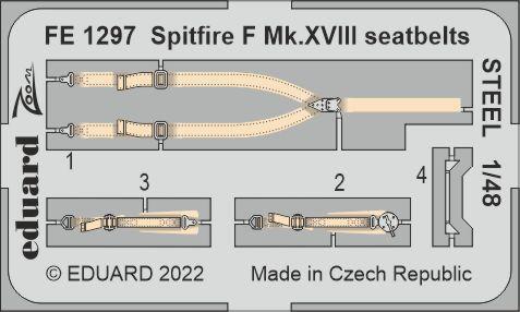 EDFE1297 Eduard 1/48 Spitfire F Mk.XVIII seatbelts Steel Photo etched parts [FE1297] Eduard