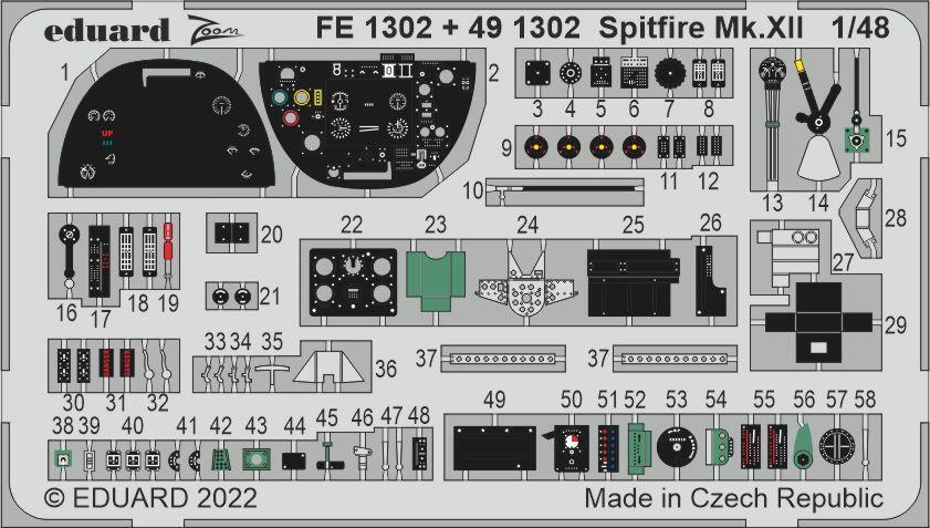 EDFE1302 Eduard 1/48 Spitfire Mk.XII Zoom set [FE1302] Eduard