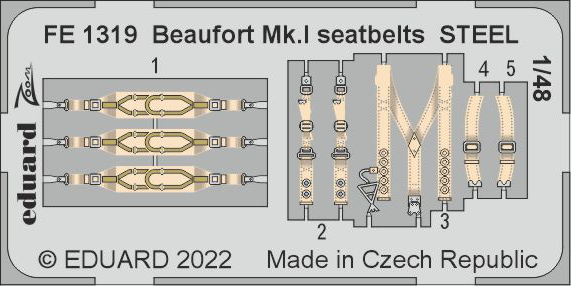 Eduard 1/48 Beaufort Mk. I seatbelts Steel Photo etched parts