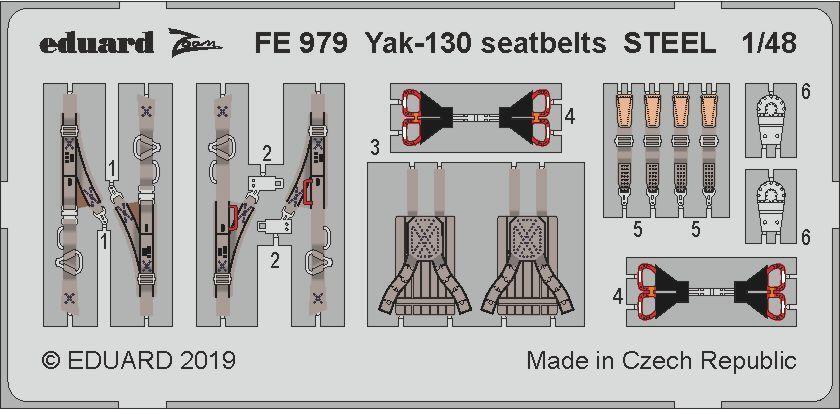 EDFE979 Eduard 1/48 Yak-130 seatbelts STEEL Zoom Set (Zvezda) Eduard
