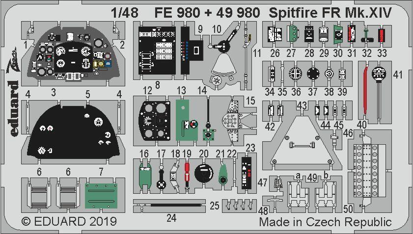 EDFE980 Eduard 1/48 Spitfire FR Mk.XIV Zoom Set (Airfix) Eduard