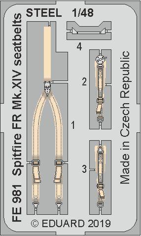 EDFE981 Eduard 1/48 Spitfire FR Mk.XIV seatbelts STEEL Zoom Set (Airfix) Eduard