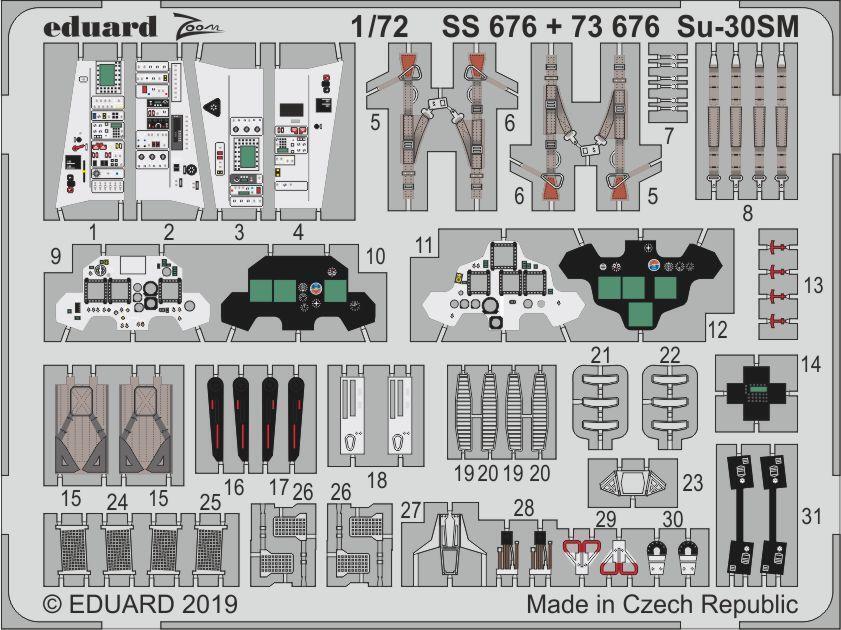 EDSS676 Eduard 1/72 Su-30SM Photo-etch set (Zvezda) Eduard