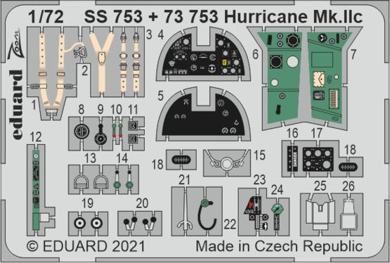 EDSS753 Eduard 1/72 Hurricane Mk. IIc (Zvezda) Photo-Etched Parts Eduard