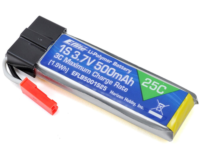 EFLB5001S25 E-Flite 500mah 1S 3.7v 25C LiPo Battery with JST Connector