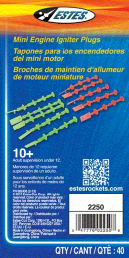 EST-2250 Estes 1/4A3, 1/2A3, A3 and A10 Engine Plugs (5 Orange, 5 Green) Model Rocket Accessory Estes