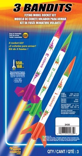 EST-2435 Estes 3 Bandits Beginner Model Rocket Kit (13mm Mini Engine)