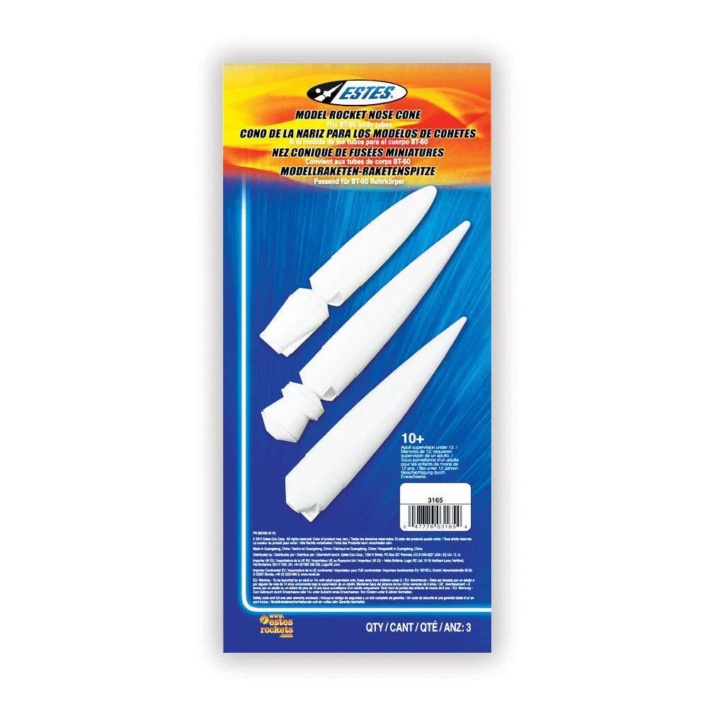 EST-3165 Estes NC-60 Long Nose Cone (3 pk) Model Rocket Accessory Estes