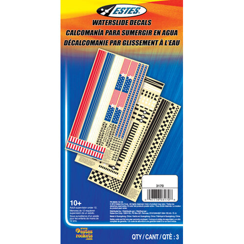 EST-3170 Estes Waterslide Decal Set Model Rocket Accessory Estes