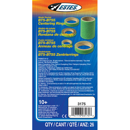EST-3175 Estes BT5-BT55 Centering Rings (26 pc) Model Rocket Accessory [3175] Estes
