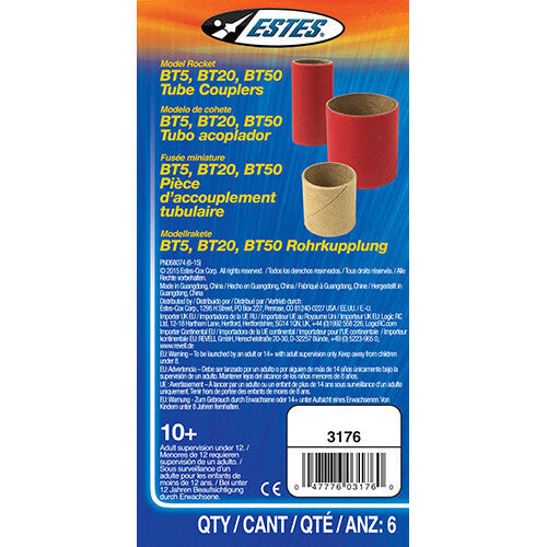 EST-3176 Estes BT5, BT20, BT50 Body Tube Couplers (9 pc) Model Rocket Accessory