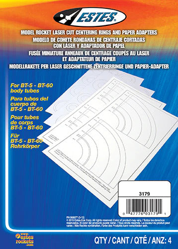 EST-3179 Estes Laser Cut Centering Rings and Paper Adapters (4 pc) Model Rocket Accessory [3179]