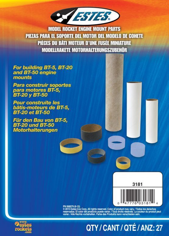 EST-3181 Estes BT5, BT20, BT50 Engine Mount Parts (27 pc) Model Rocket Accessory [3181] Estes