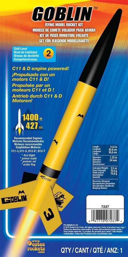 EST-7237 Estes Goblin Intermediate Model Rocket Kit (24mm Engine) Estes