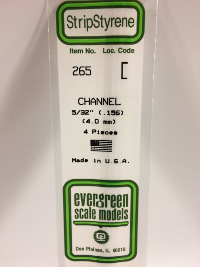 Evergreen White Polystyrene Channel 0.156 x 14" / 4mm x 36cm (4)