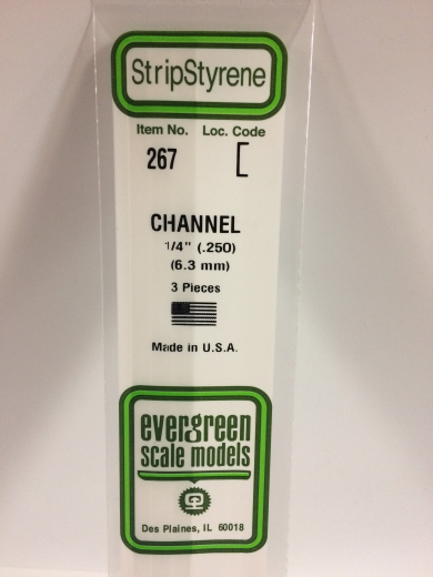 Evergreen White Polystyrene Channel 0.250 x 14" / 6.4mm x 36cm (3)