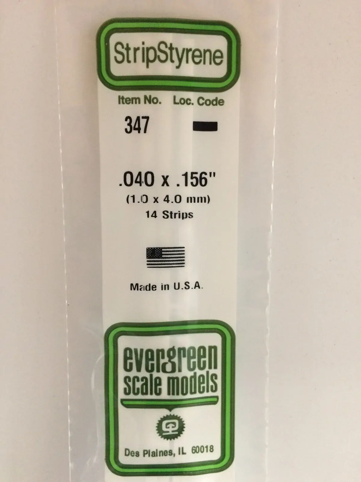 Evergreen White Polystyrene Strip 0.040 x 0.156 x 24" / 1mm x 4mm x 61cm (14)