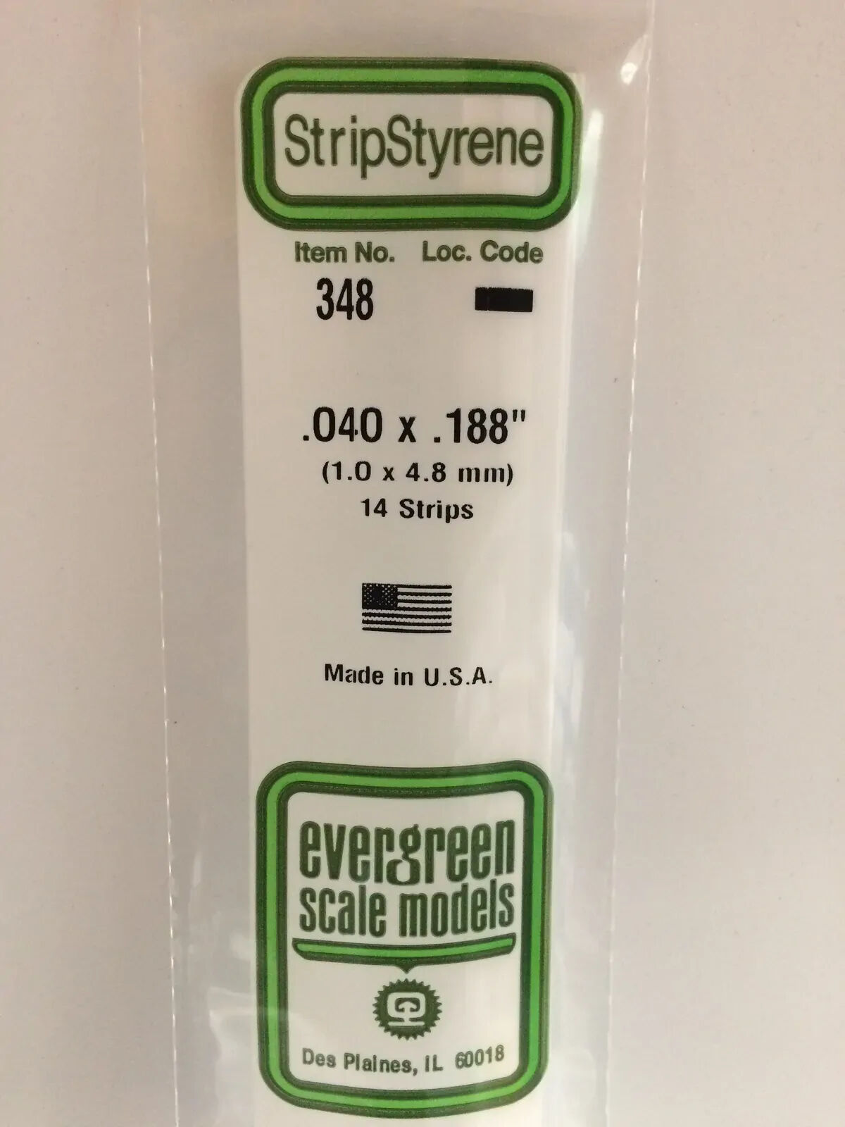 Evergreen White Polystyrene Strip 0.040 x 0.188 x 24" / 1mm x 4.8mm x 61cm (14)