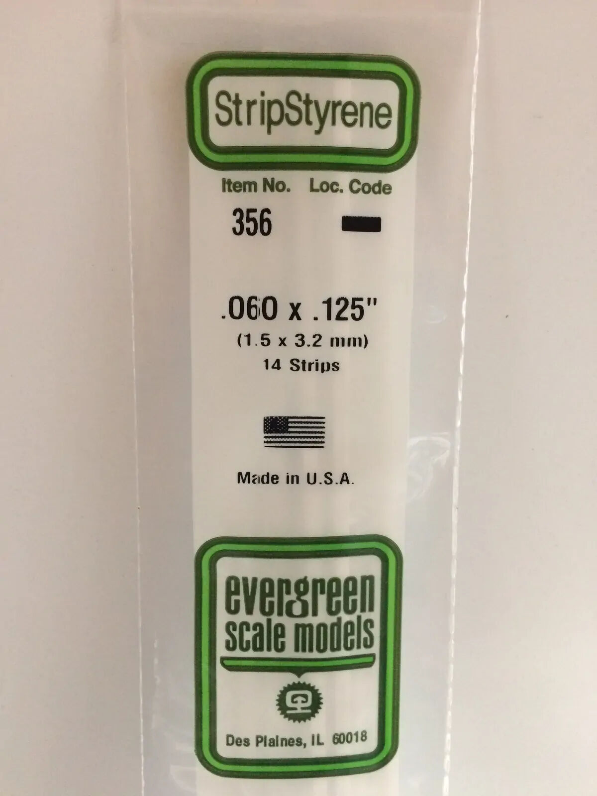 Evergreen White Polystyrene Strip 0.060 x 0.125 x 24" / 1.5mm x 3.2mm x 61cm (14)