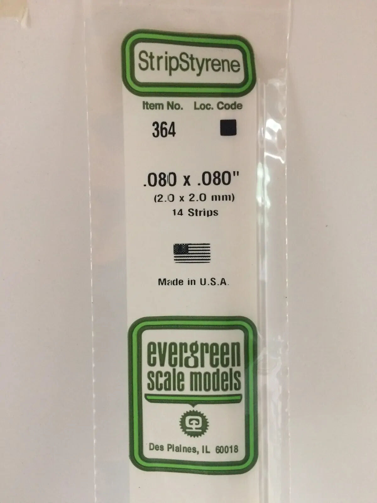 Evergreen White Polystyrene Strip 0.080 x 0.080 x 24" / 2mm x 2mm x 61cm (14)