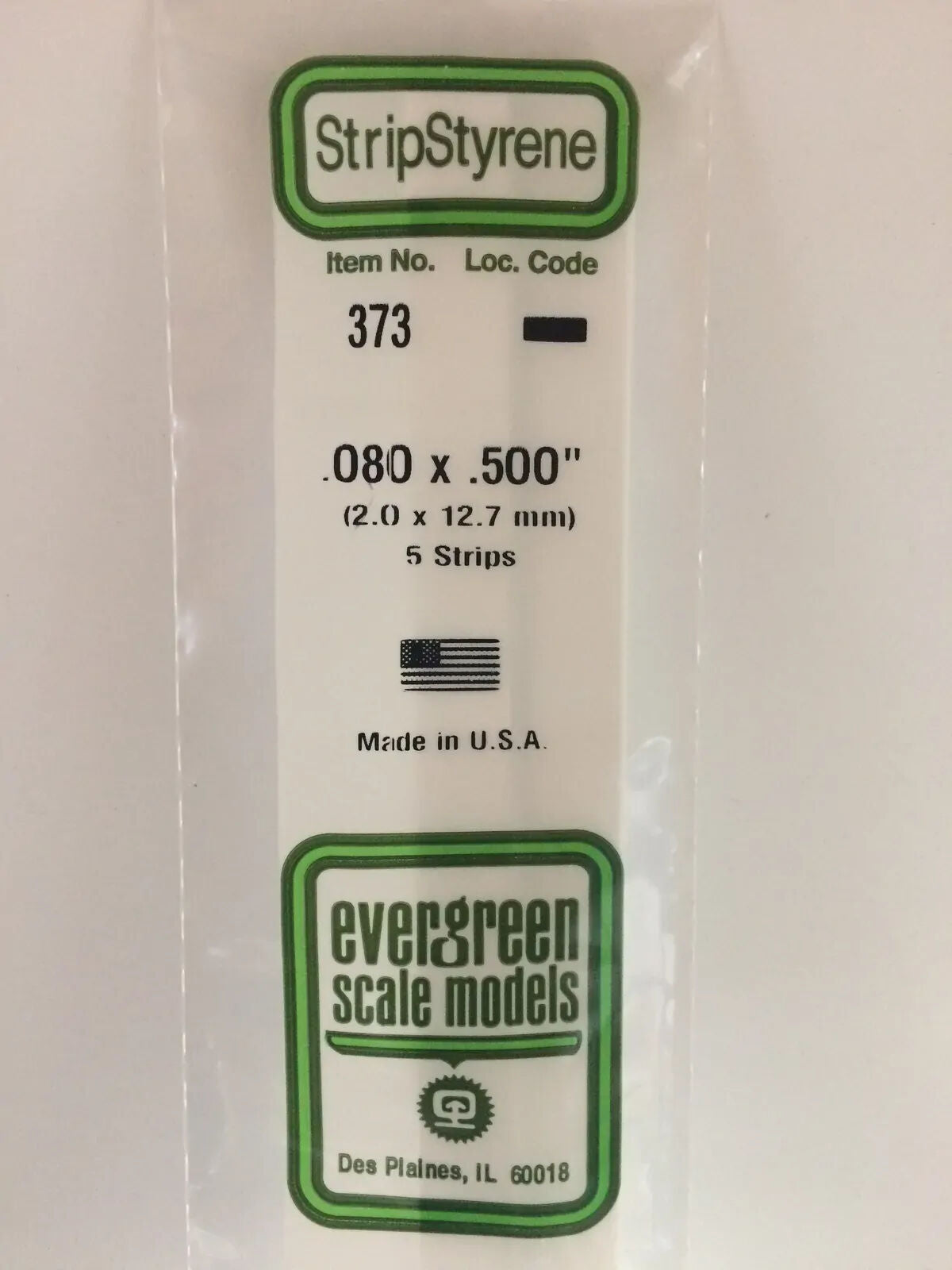 Evergreen White Polystyrene Strip 0.080 x 0.500 x 24" / 2mm x 12.7mm x 61cm (5)