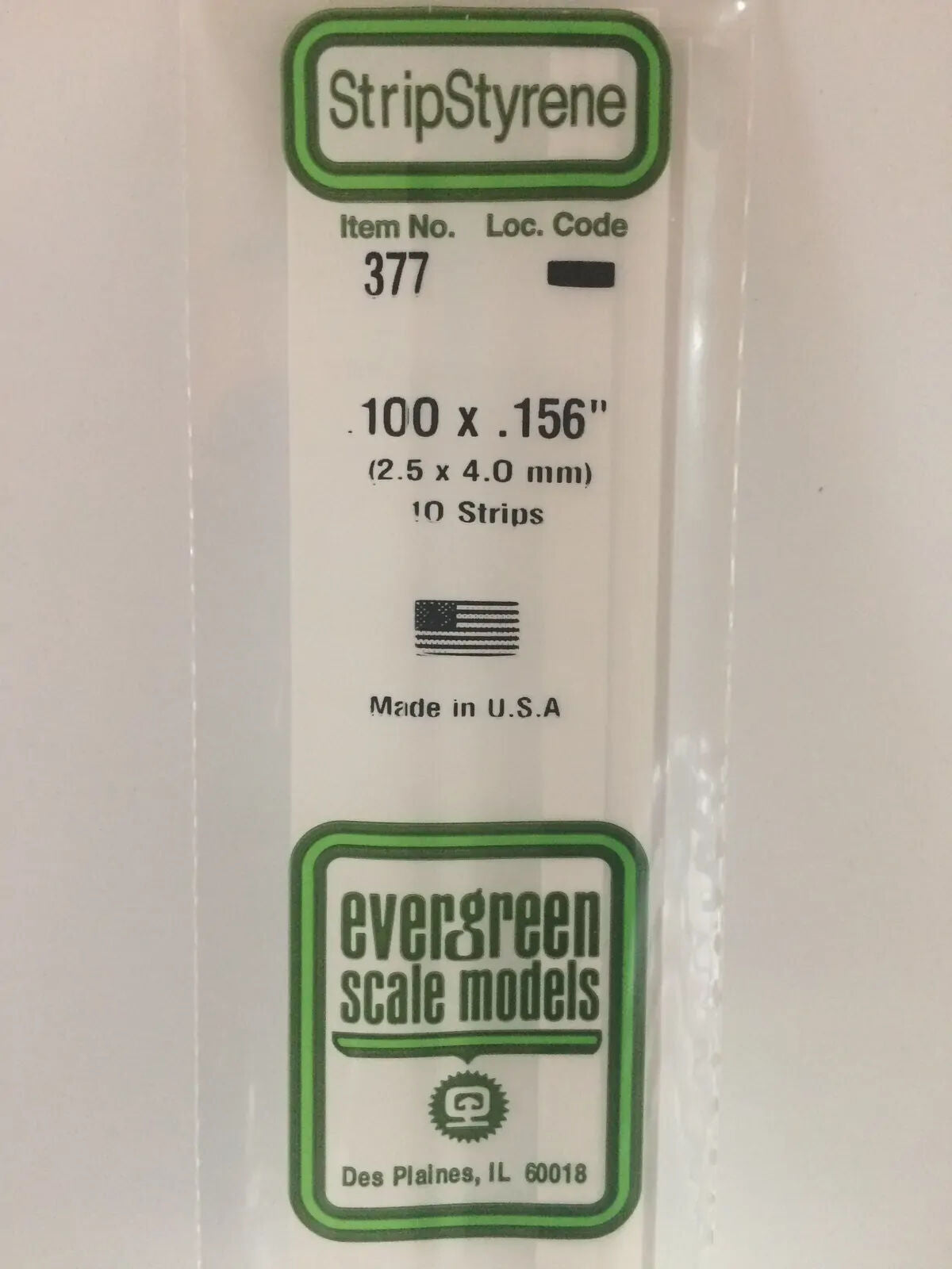 Evergreen White Polystyrene Strip 0.100 x 0.156 x 24" / 2.5mm x 4mm x 61cm (10)