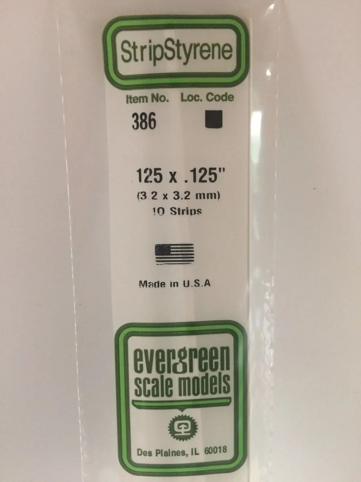 Evergreen White Polystyrene Strip 0.125 x 0.125 x 24" / 3.2mm x 3.2mm x 61cm (10)