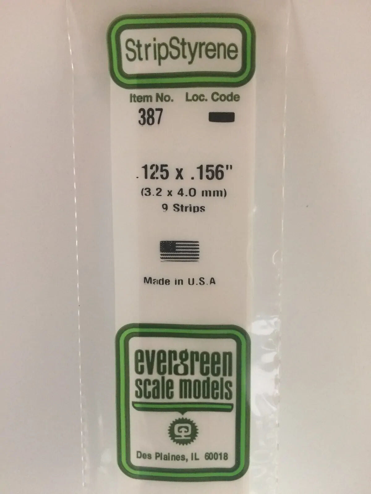 Evergreen White Polystyrene Strip 0.125 x 0.156 x 24" / 3.2mm x 4mm x 61cm (9)