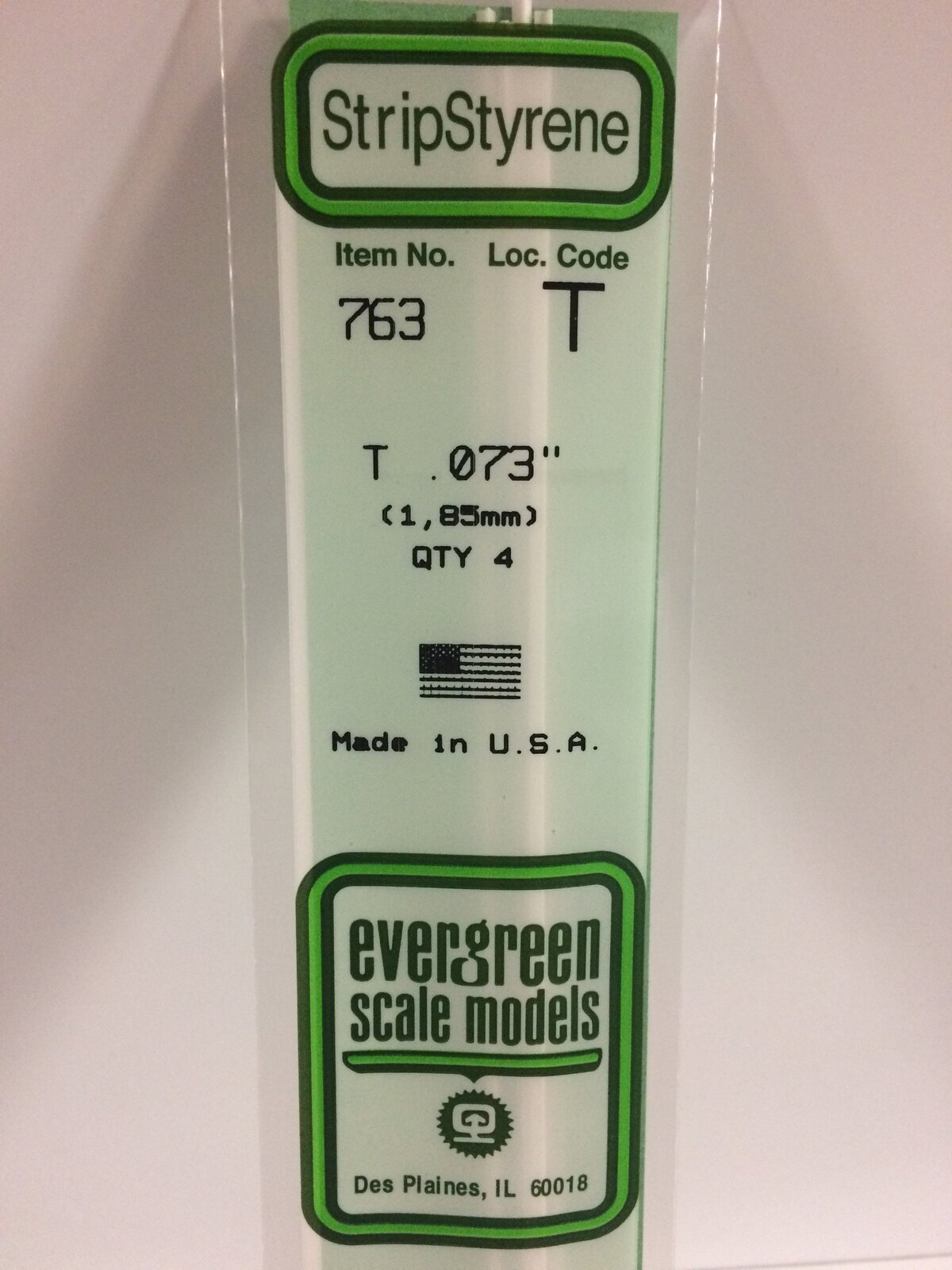 Evergreen White Polystyrene T Profile 0.073 x 0.073 x 14" 0.024 Thick / 1.9mm x 1.9mm x 36cm (4)