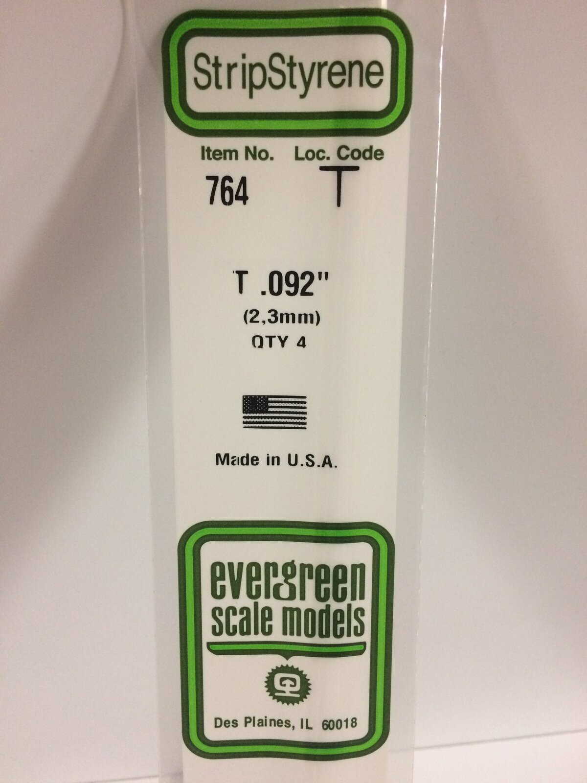 Evergreen White Polystyrene T Profile 0.092 x 0.092 x 14" 0.030 Thick / 2.3mm x 2.3mm x 36cm (4)