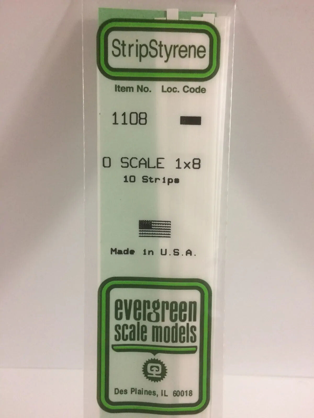 Evergreen White Polystyrene O-Scale Strip 0.021 x 0.167 x 14" / 0.53mm x 4.2mm x 36cm (10)