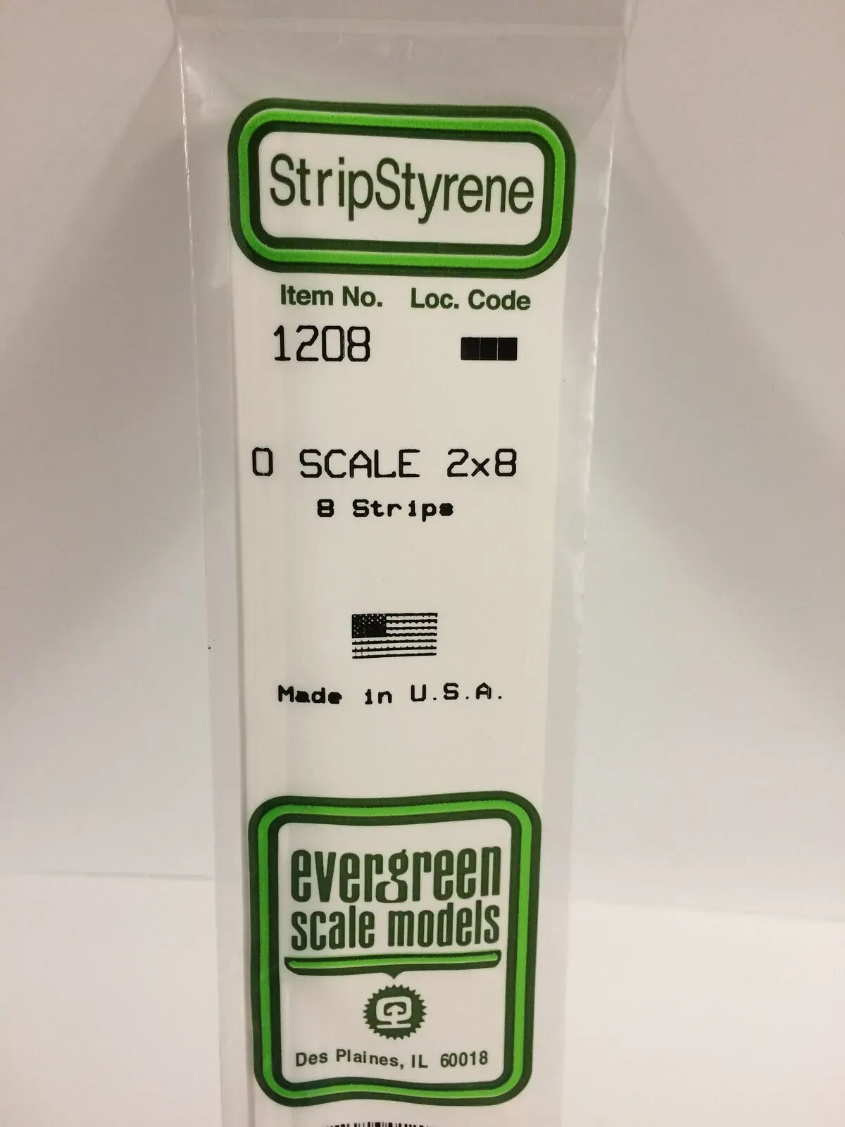 Evergreen White Polystyrene O-Scale Strip 0.042 x 0.167 x 14" / 1.1mm x 4.2mm x 36cm (8)