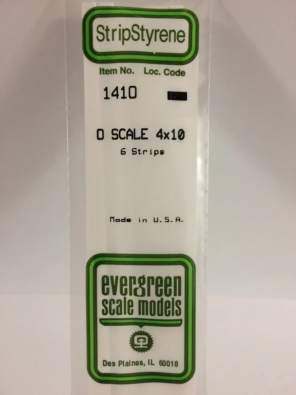 Evergreen White Polystyrene O-Scale Strip 0.083 x 0.208 x 14" / 2.1mm x 5.3mm x 36cm (6)