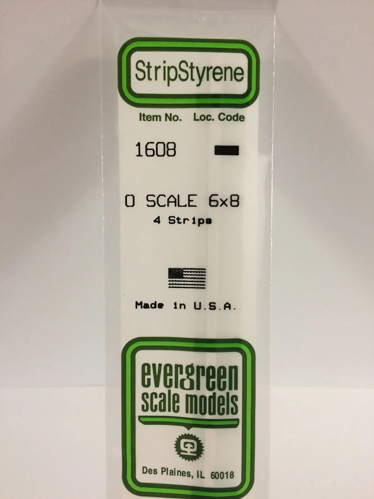 Evergreen White Polystyrene O-Scale Strip 0.125 x 0.167 x 14" / 3.2mm x 4.2mm x 36cm (4)
