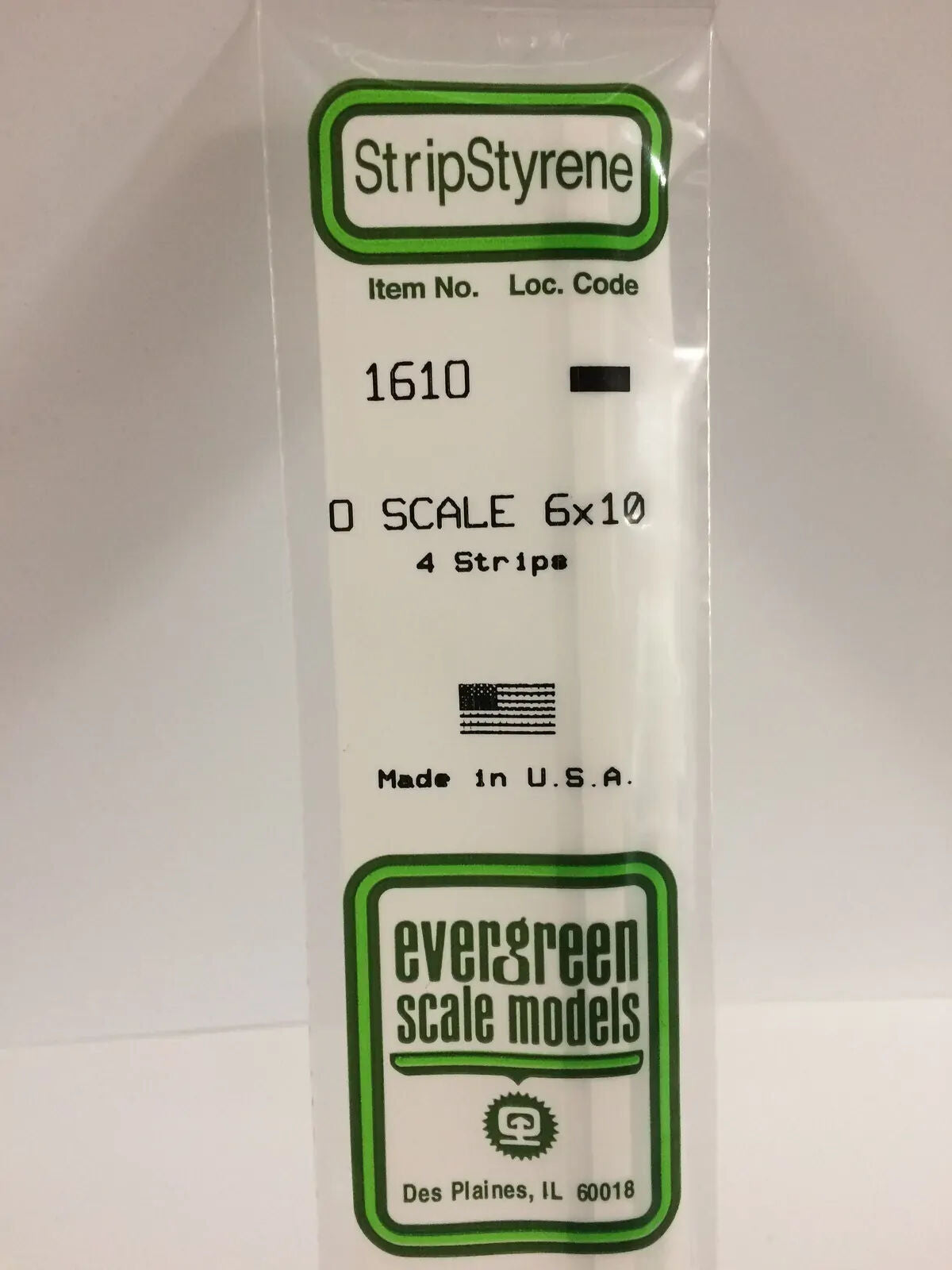 Evergreen White Polystyrene O-Scale Strip 0.125 x 0.208 x 14" / 3.2mm x 5.3mm x 36cm (4)