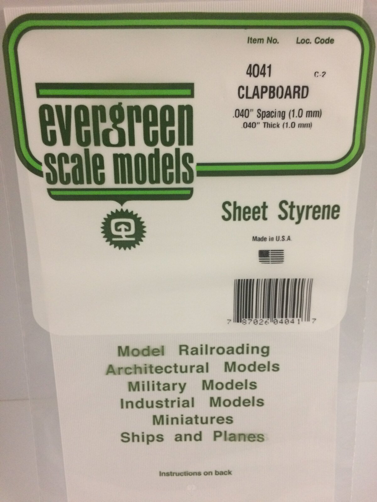 Evergreen White Polystyrene Clapboard Siding Sheet 0.040 x 6 x 12" / 1mm x 15cm x 30cm (1)