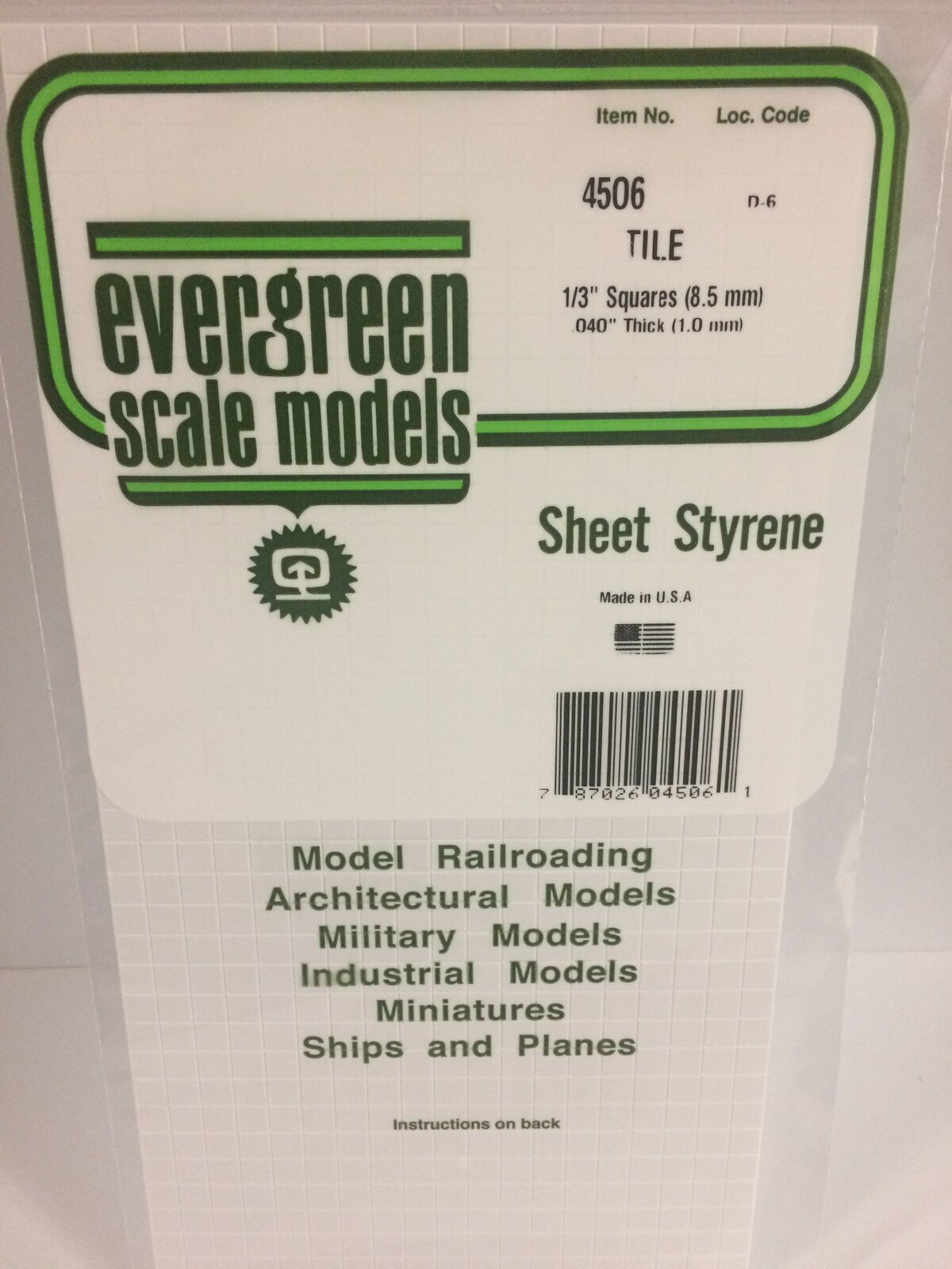 Evergreen White Polystyrene Square Tile 0.333 x 6 x 12" / 8.5mm x 15cm x 30cm (1)