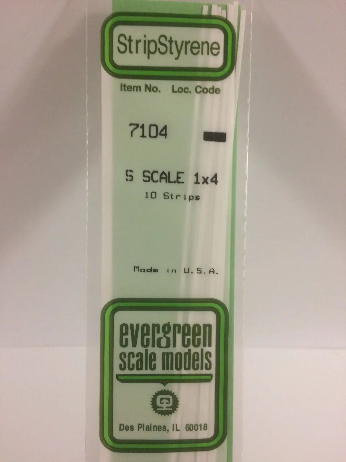 Evergreen White Polystyrene S-Scale Strip 0.016 x 0.063 x 14" (10)
