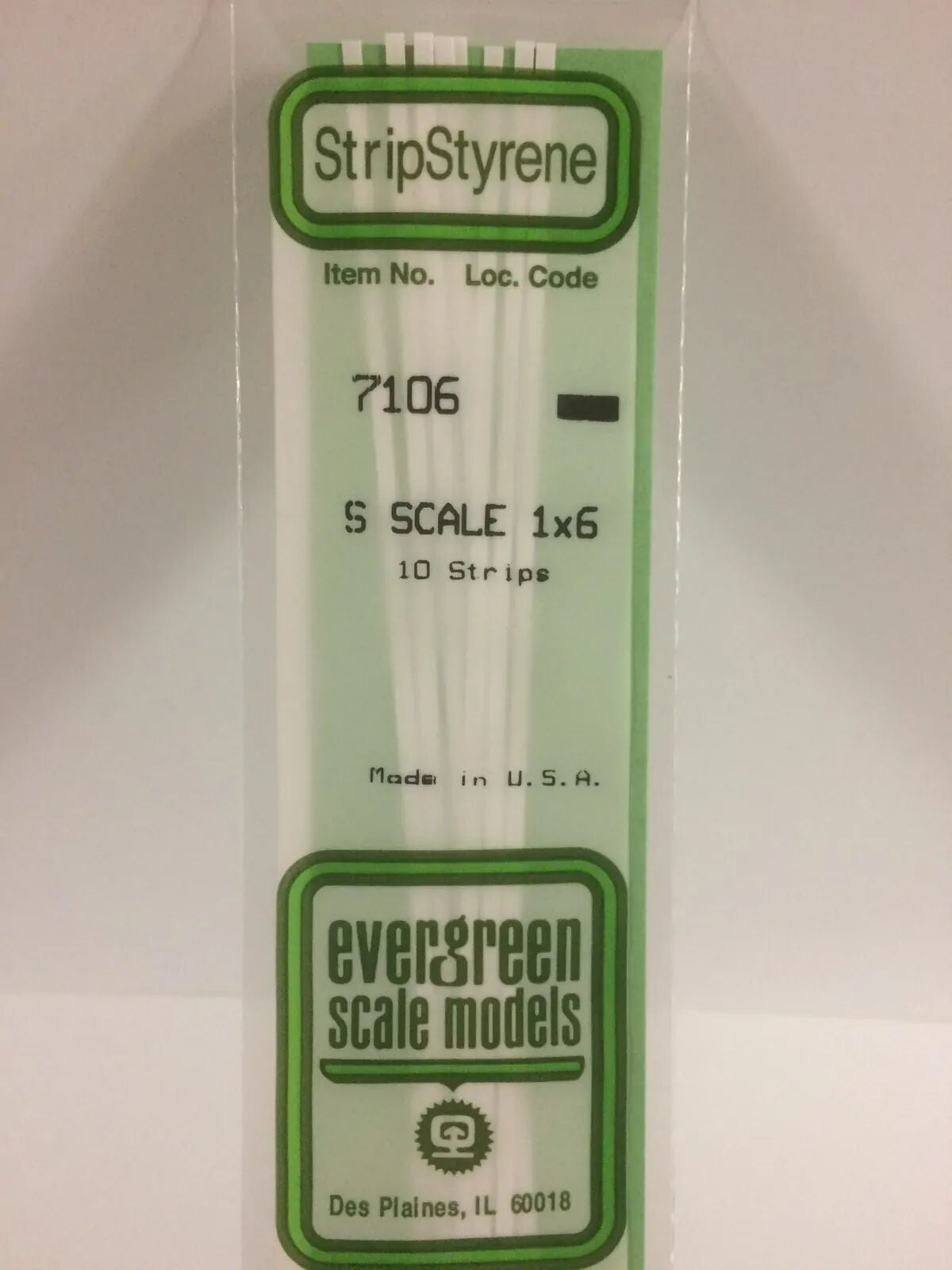 Evergreen White Polystyrene S-Scale Strip 0.016 x 0.094 x 14" (10)