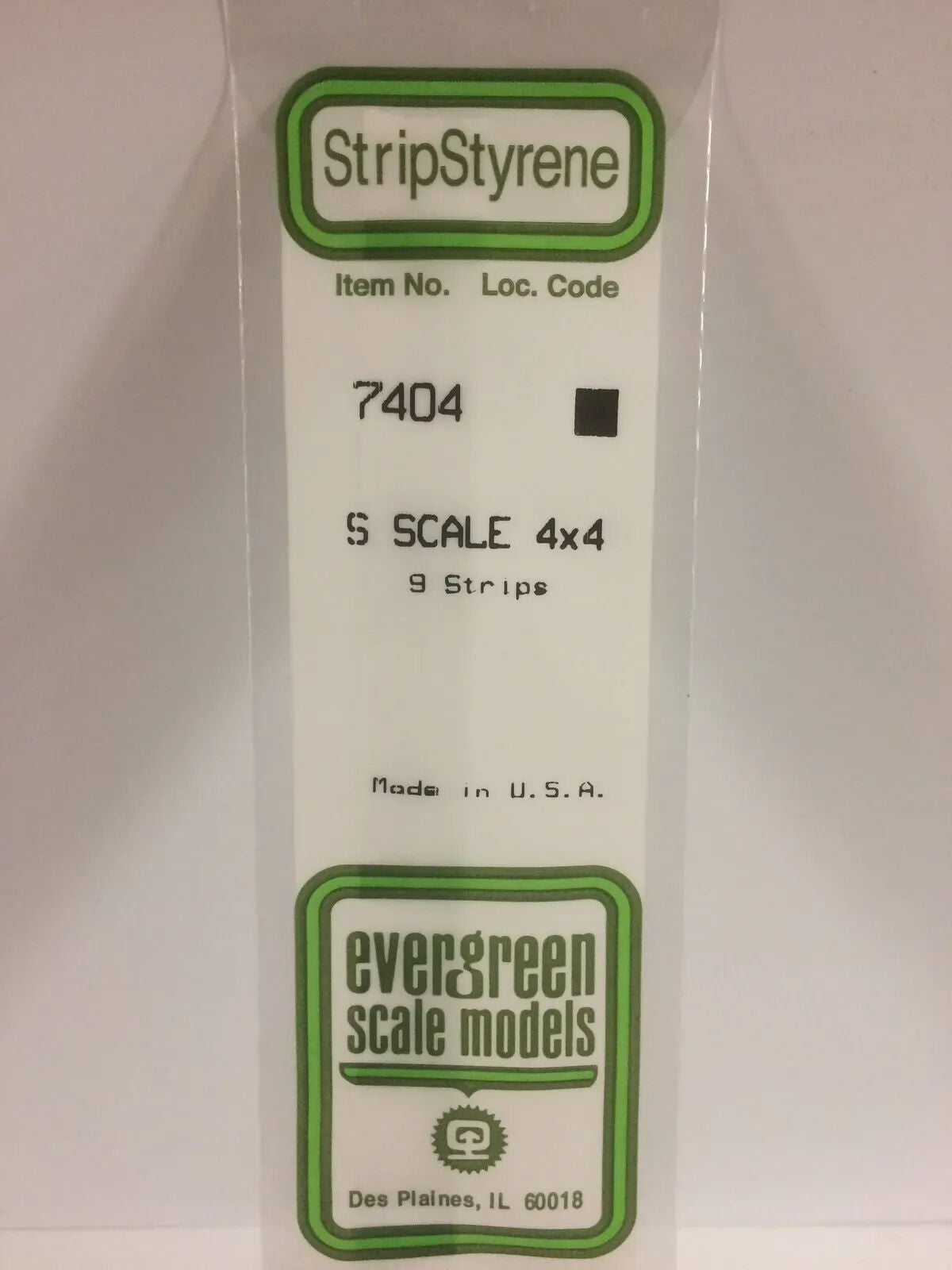 Evergreen White Polystyrene S-Scale Strip 0.063 x 0.063 x 14" (9)
