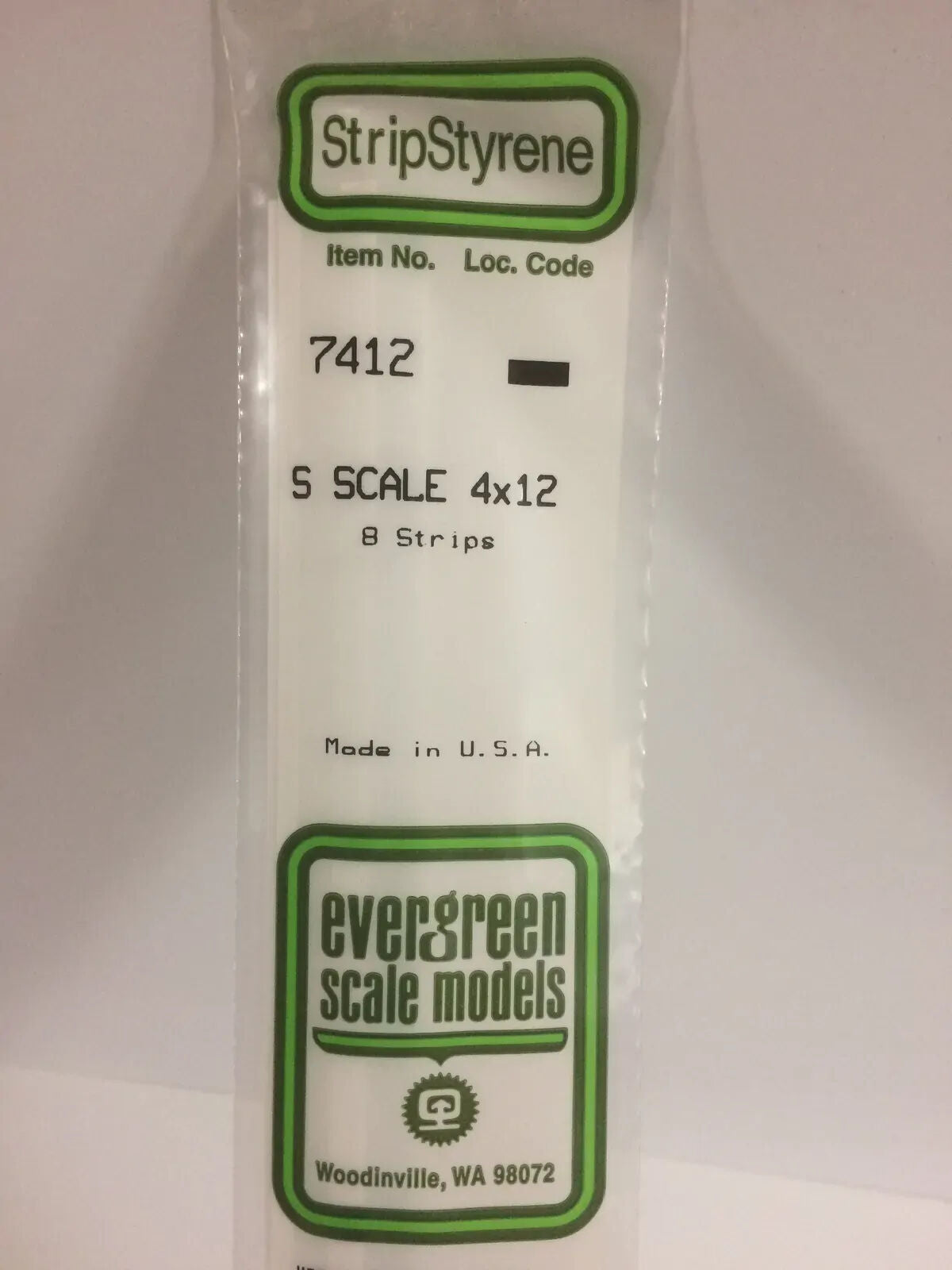 Evergreen White Polystyrene S-Scale Strip 0.063 x 0.188 x 14" (8)