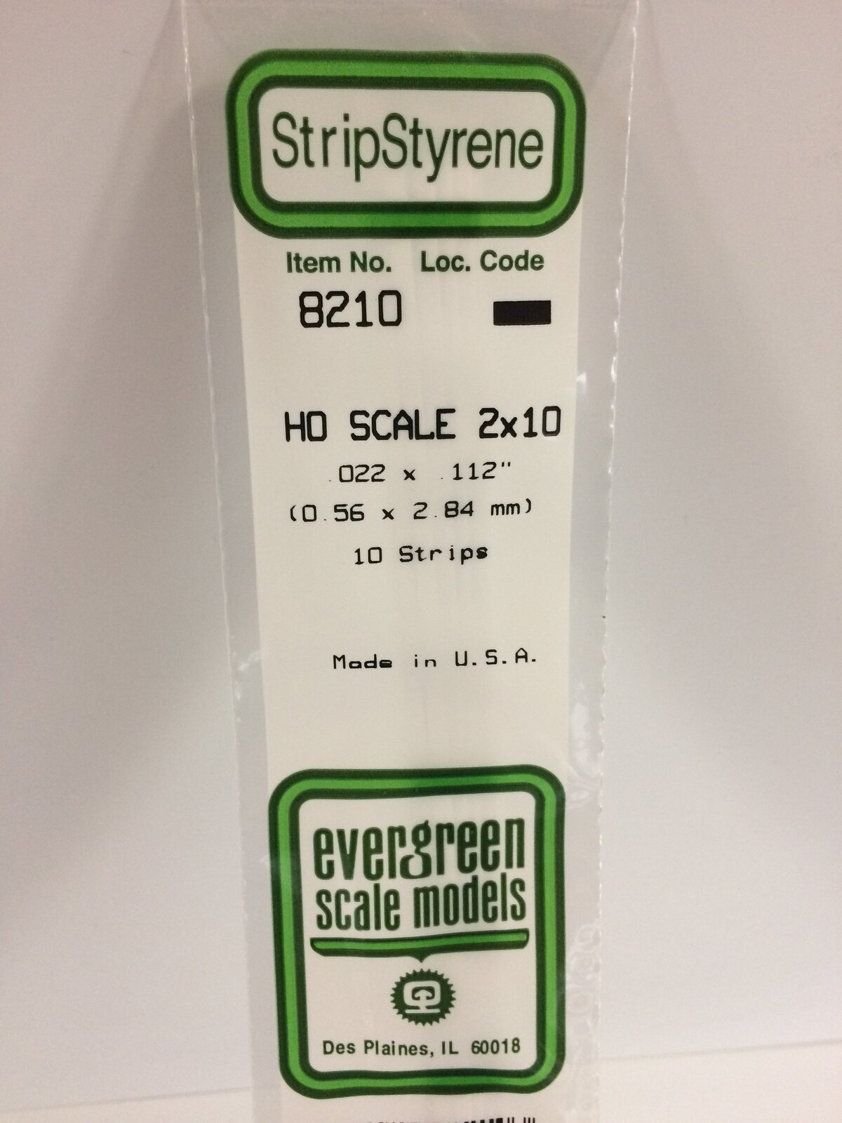 Evergreen White Polystyrene HO Scale Strip 0.023 x 0.115 x 14" (10)
