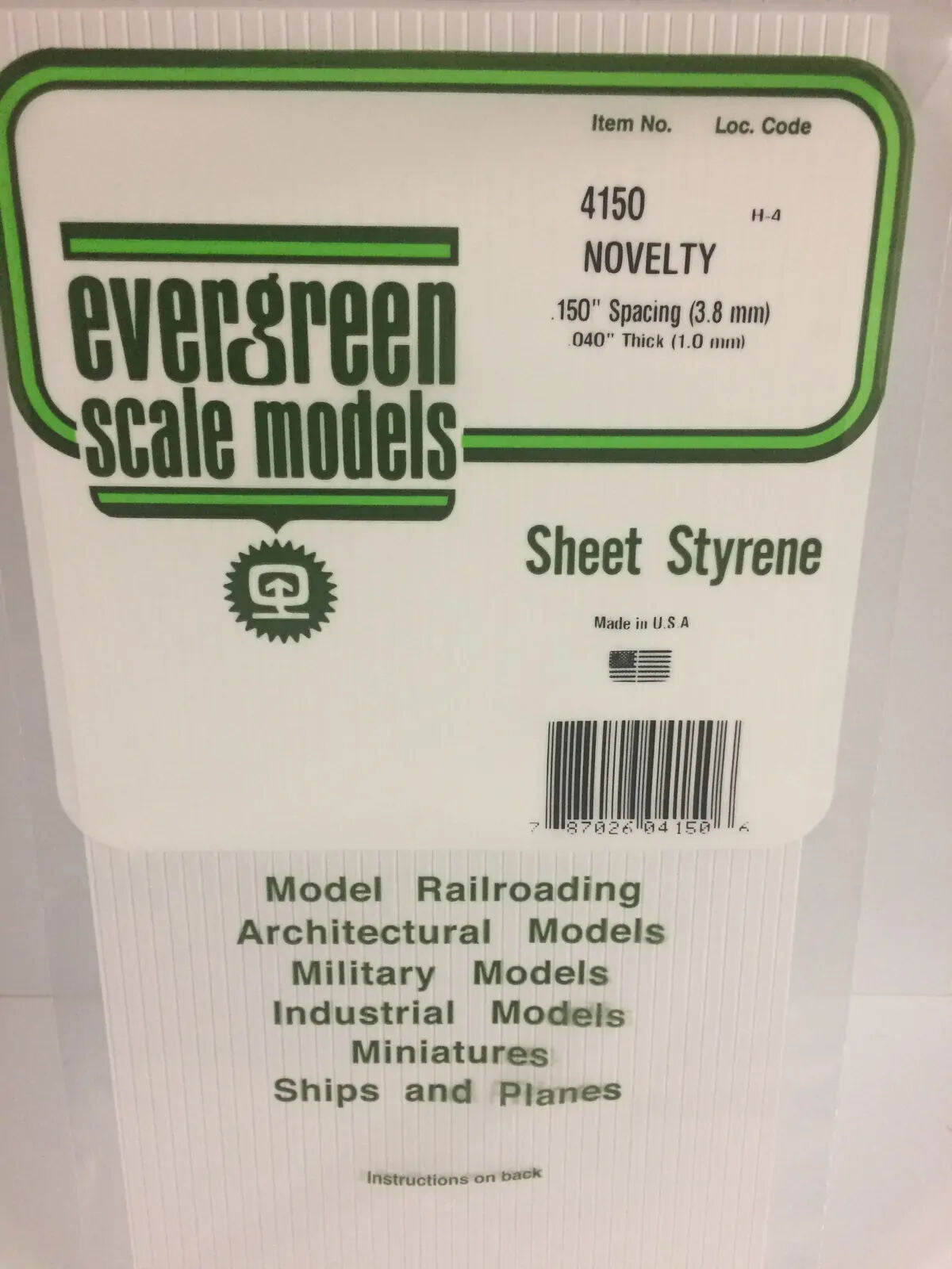 Evergreen White Polystyrene Novelty Sheet 0.150 x 12 x 24" / 3.8mm x 30cm x 61cm (1)