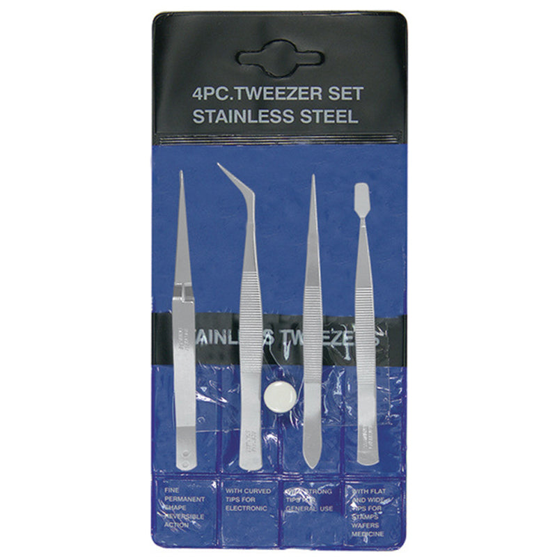 EXCEL 30416 EXCEL STAINLESS STEEL TWEEZER SET (4 PCS) Excel