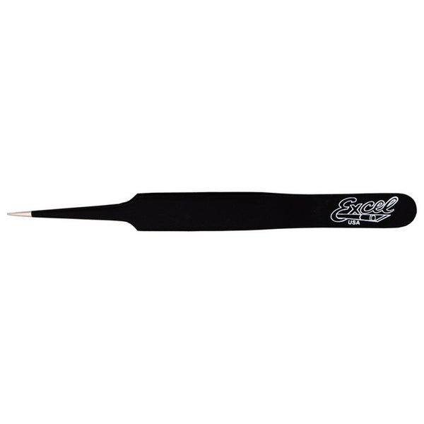 EXCEL 30421 EXCEL 4.5 INCH STRAIGHT POINT TWEEZERS (BLACK)