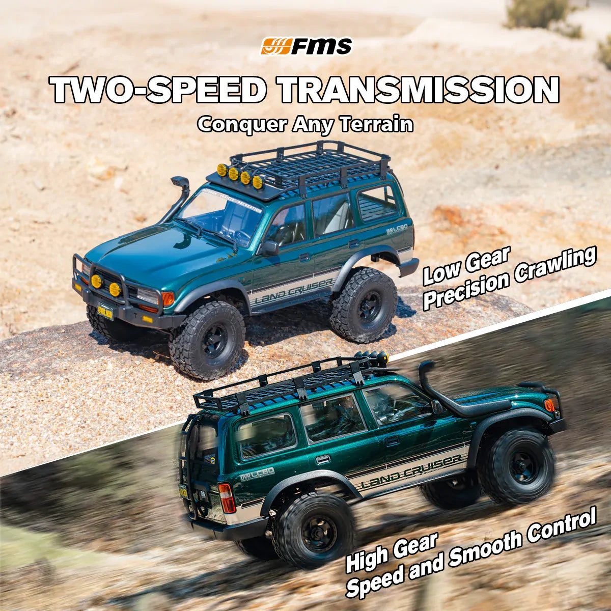 FMS 1/10 Toyota Land Cruiser 80 RS Green Brushless OVR  FMS11042RSGN-BL