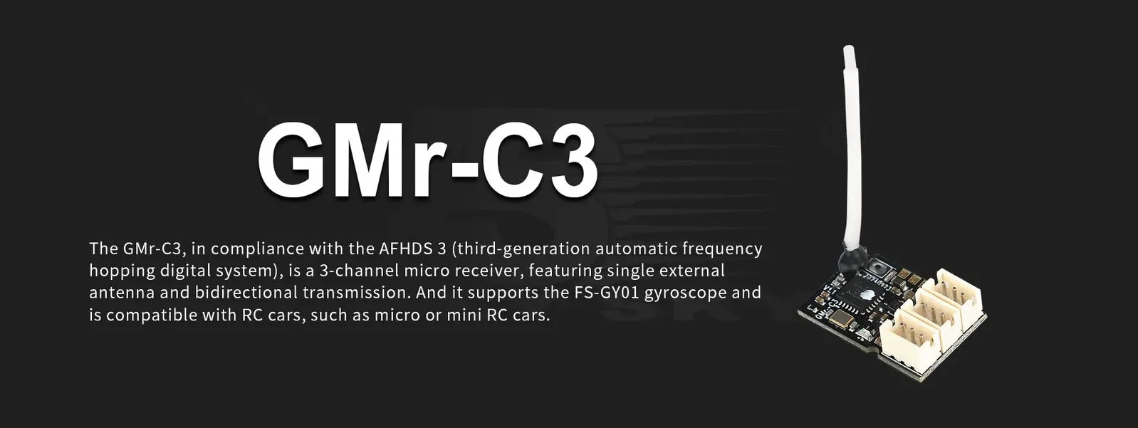 FLYSKY GMr 2.4GHz 4CH AFHDS3 Receiver PWM Output for RC Racing Vehicle Drifting