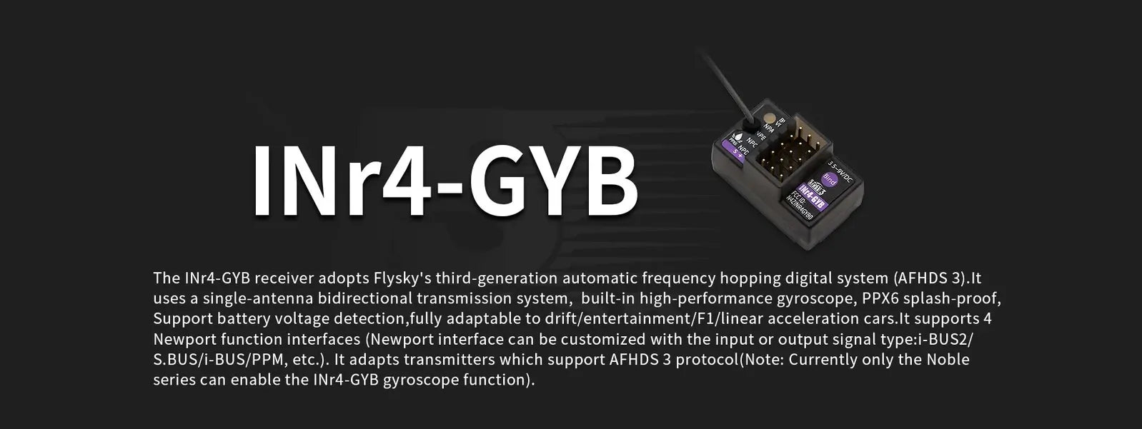 Flysky INr4 GYB Receiver 4 Channels Noble NB4 Gyro Receiver for Flysky NB4 Noble Lite Noble Pro Radio Transmitter AFHDS 3
