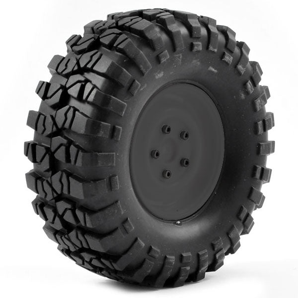 FTX-8172B Pre-Mounted Steel Lug/Tyre (2) Black Out FTX