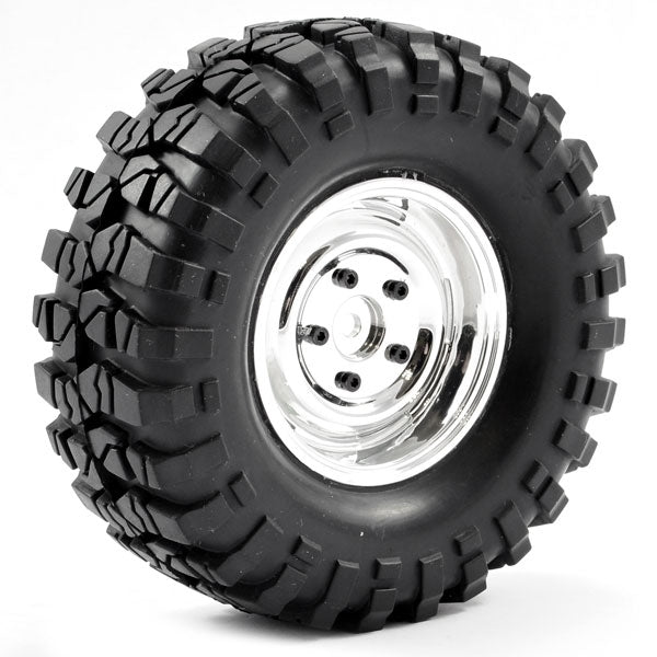 FTX-8172C Pre-Mounted Steel Lug/Tyre (2) Chrome Ou FTX